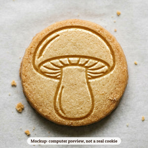 Mushroom cookie stamp - cookie mockup, a computer preview, not a real cookie