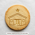 Nativity Stable cookie stamp - cookie mockup, a computer preview, not a real cookie