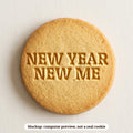 New Year New Me cookie stamp - cookie mockup, a computer preview, not a real cookie