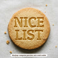 Nice List cookie stamp - cookie mockup, a computer preview, not a real cookie