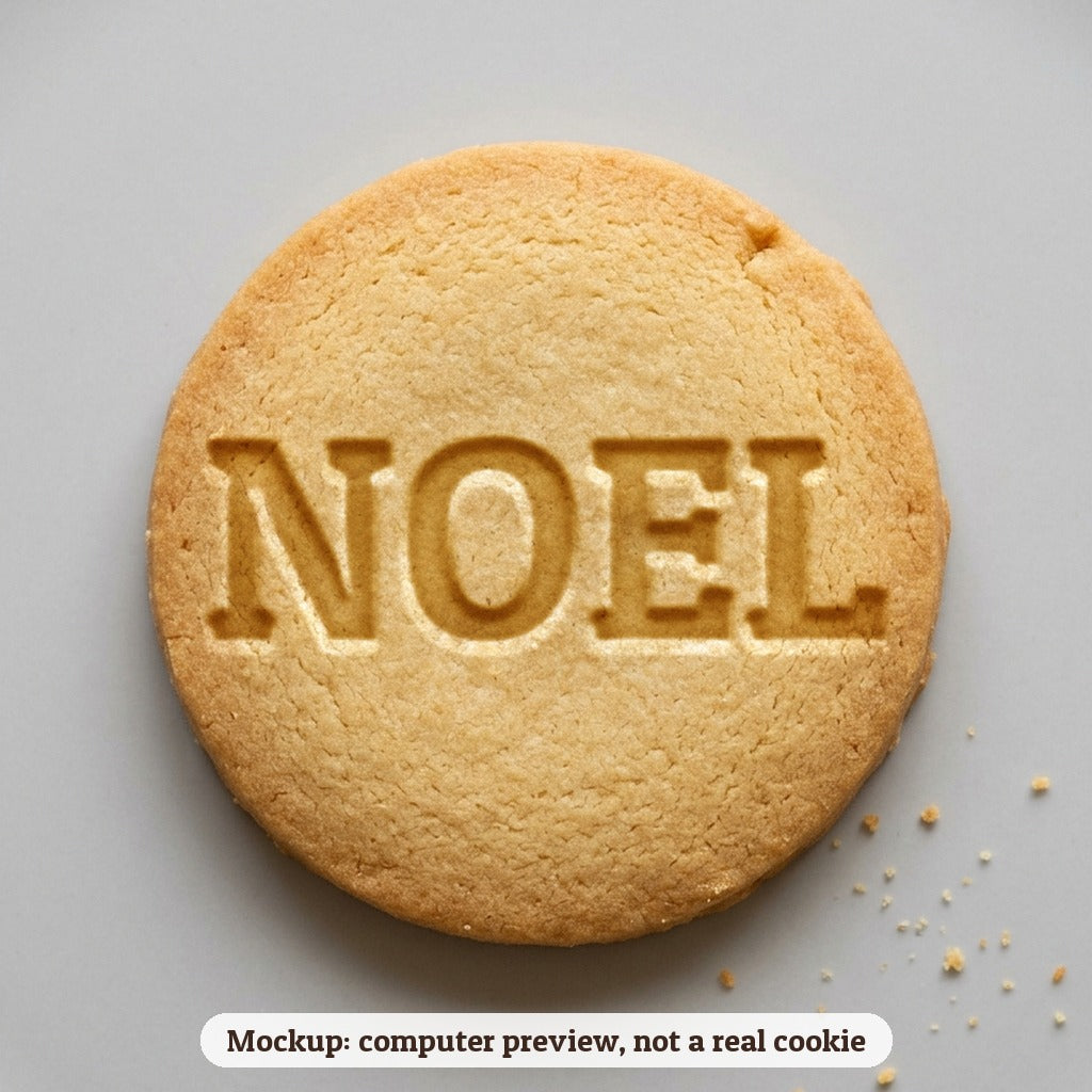 Noel cookie stamp - cookie mockup, a computer preview, not a real cookie