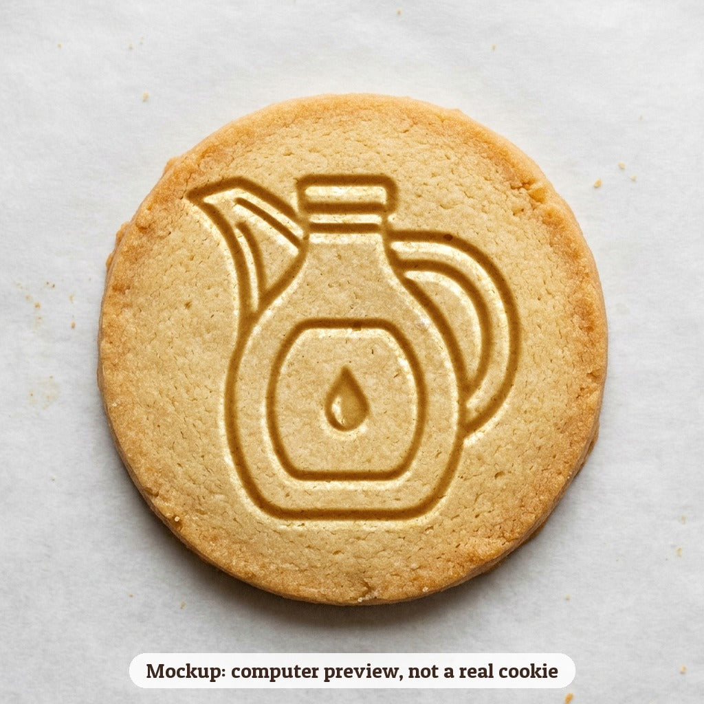 Oil Jug cookie stamp - cookie mockup, a computer preview, not a real cookie