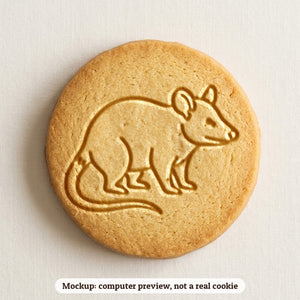 Opossum cookie stamp - cookie mockup, a computer preview, not a real cookie