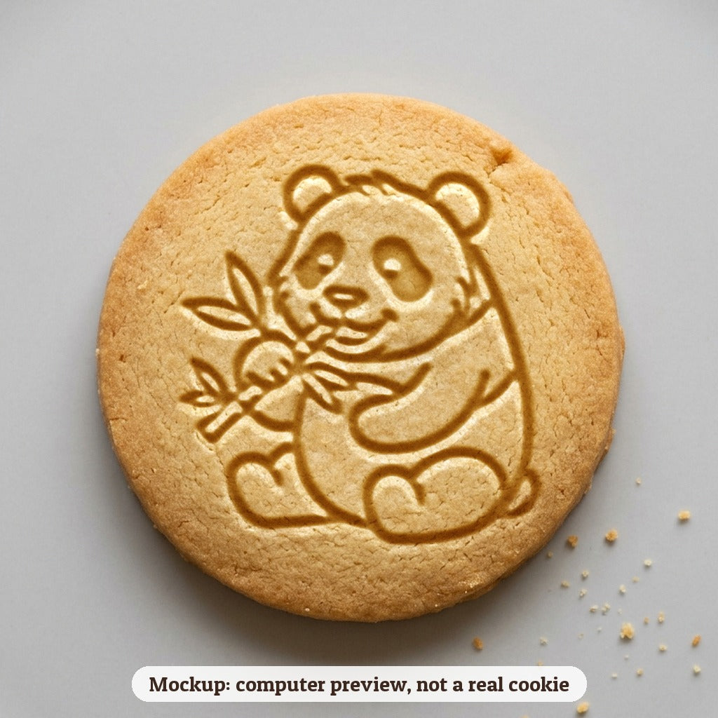 Panda cookie stamp - cookie mockup, a computer preview, not a real cookie