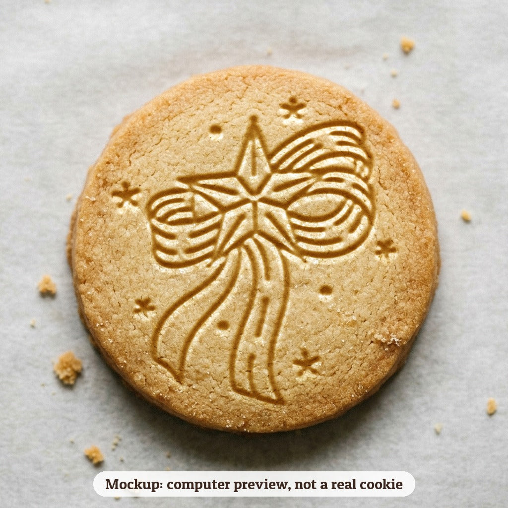 Patriotic Star Ribbon cookie stamp - cookie mockup, a computer preview, not a real cookie