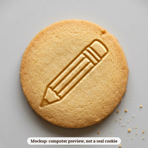 Pencil cookie stamp - cookie mockup, a computer preview, not a real cookie