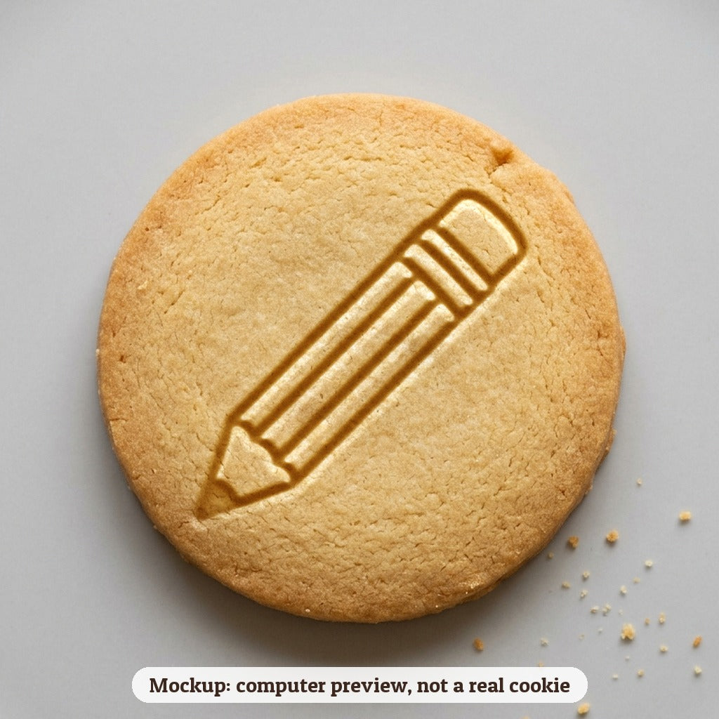 Pencil cookie stamp - cookie mockup, a computer preview, not a real cookie
