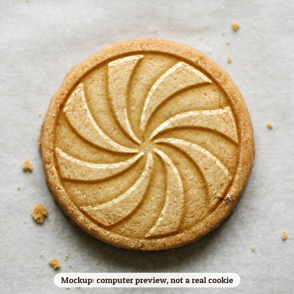 Peppermint Swirl cookie stamp - cookie mockup, a computer preview, not a real cookie