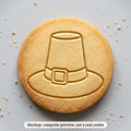 Pilgrim Hat cookie stamp - cookie mockup, a computer preview, not a real cookie