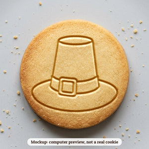 Pilgrim Hat cookie stamp - cookie mockup, a computer preview, not a real cookie