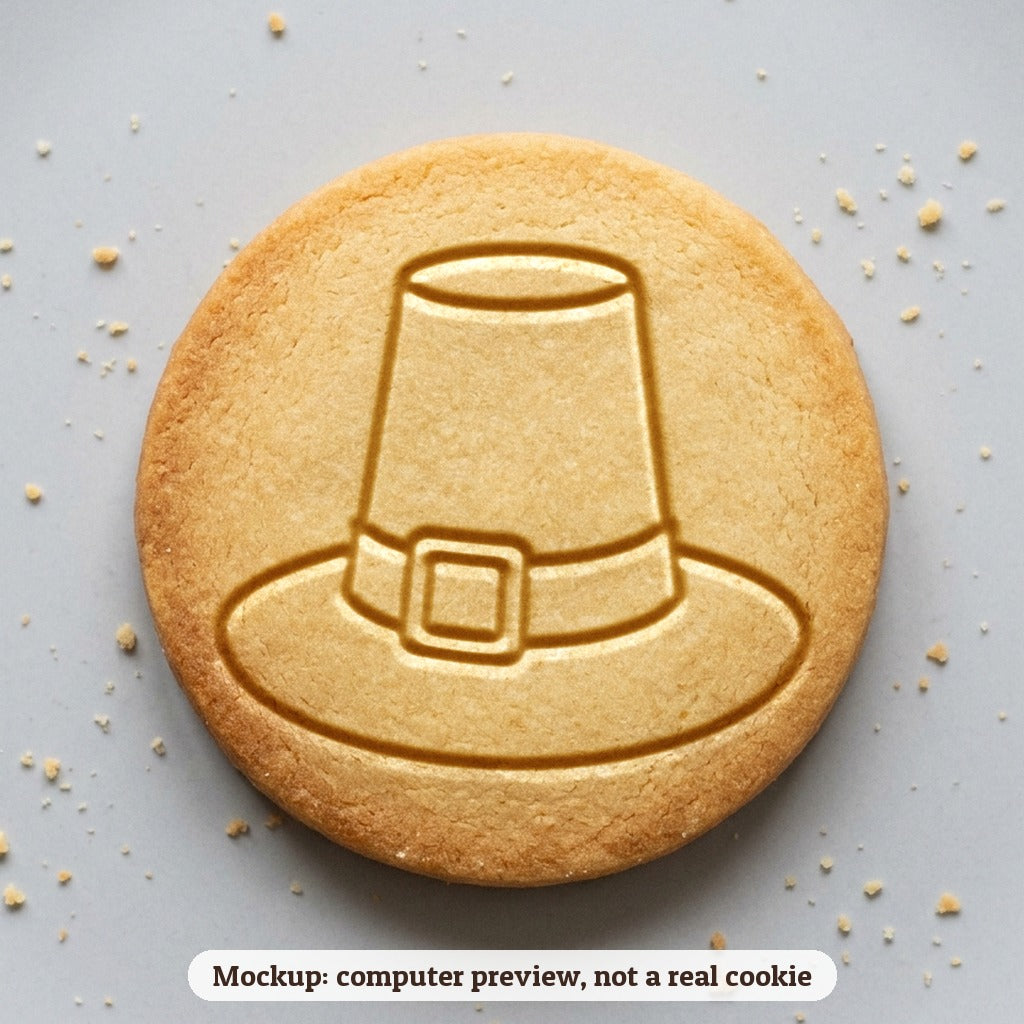 Pilgrim Hat cookie stamp - cookie mockup, a computer preview, not a real cookie