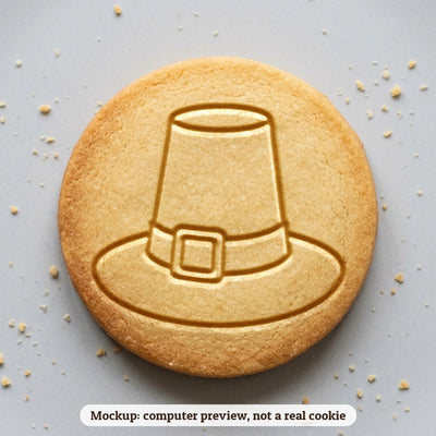 Pilgrim Hat cookie stamp - cookie mockup, a computer preview, not a real cookie