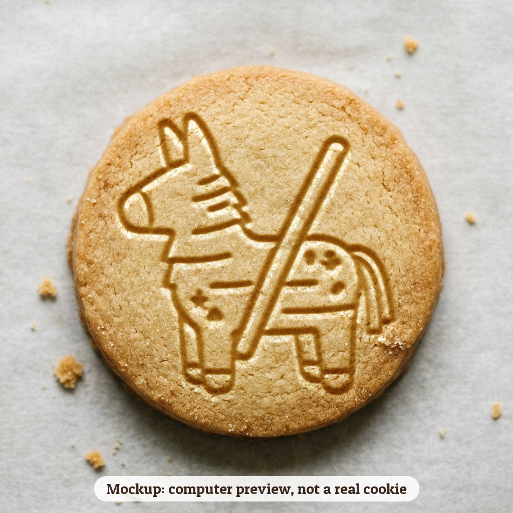 Pinata Donkey cookie stamp - cookie mockup, a computer preview, not a real cookie