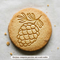 Pinecone and Pine cookie stamp - cookie mockup, a computer preview, not a real cookie