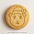 Polar Bear in a Santa Hat cookie stamp - cookie mockup, a computer preview, not a real cookie