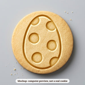 Polka Dot Egg cookie stamp - cookie mockup, a computer preview, not a real cookie