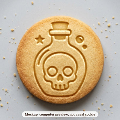 Potion Bottle cookie stamp - cookie mockup, a computer preview, not a real cookie