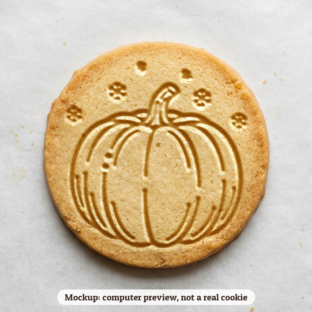 Pumpkin cookie stamp - cookie mockup, a computer preview, not a real cookie