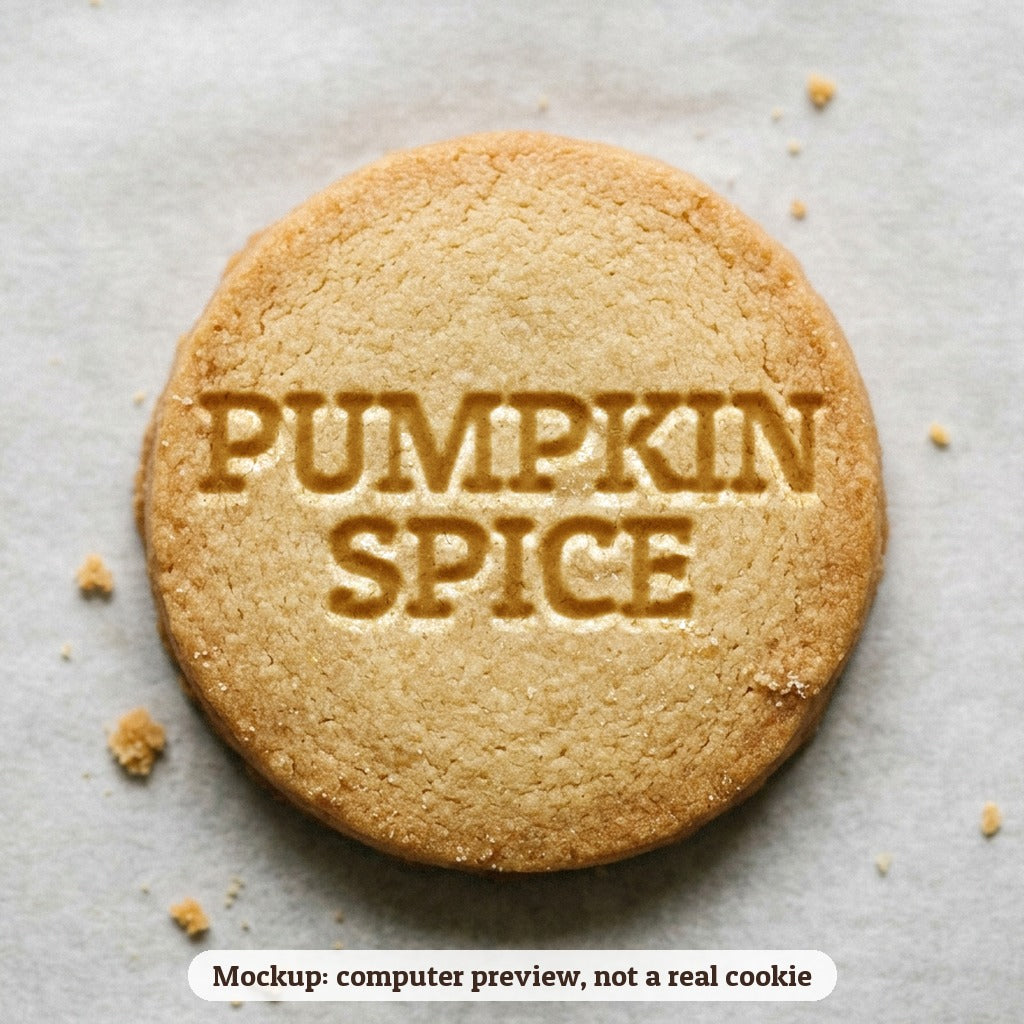 Pumpkin Spice cookie stamp - cookie mockup, a computer preview, not a real cookie