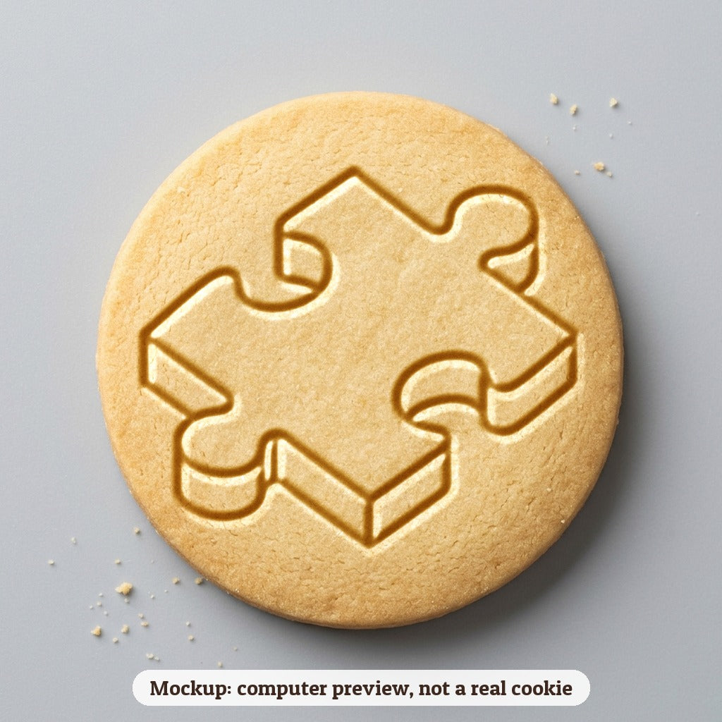 Puzzle Piece cookie stamp - cookie mockup, a computer preview, not a real cookie