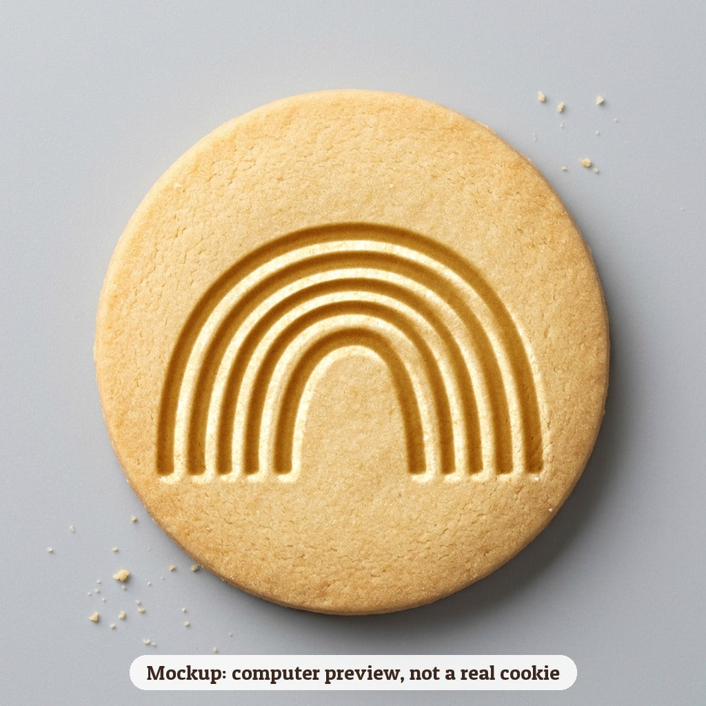 Rainbow cookie stamp - cookie mockup, a computer preview, not a real cookie