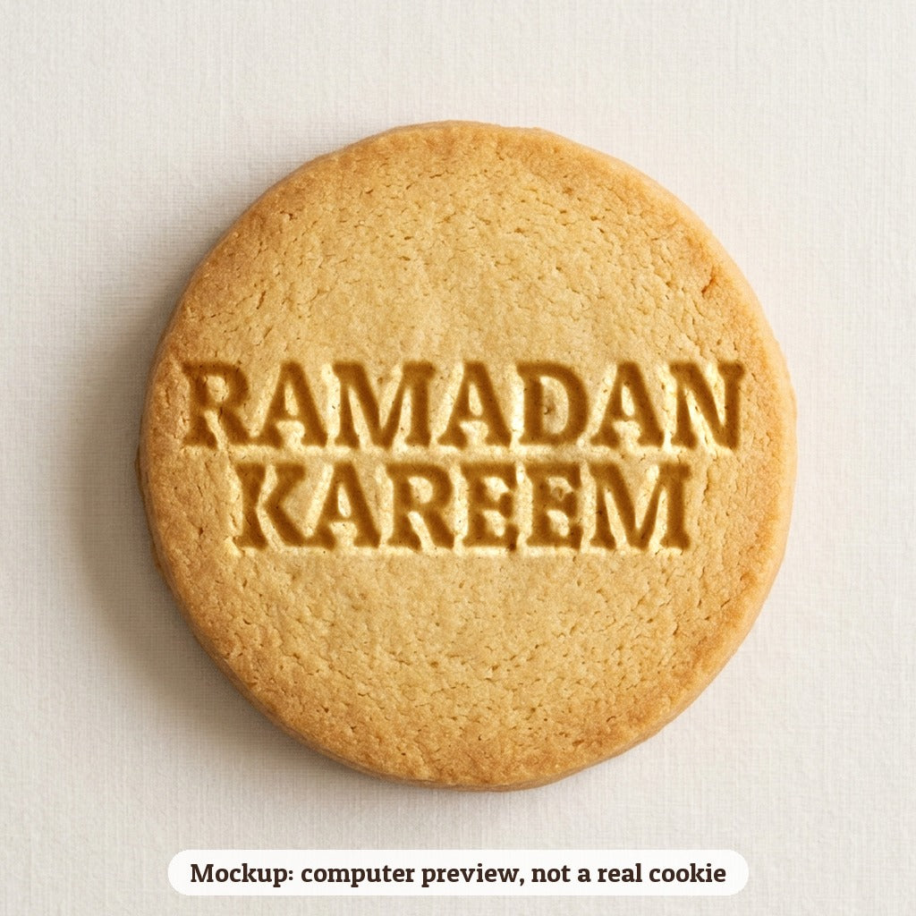 Ramadan Kareem cookie stamp - cookie mockup, a computer preview, not a real cookie