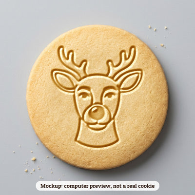 Red Nose Reindeer cookie stamp - cookie mockup, a computer preview, not a real cookie