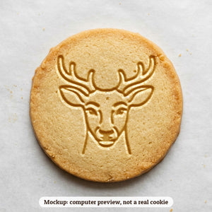 Reindeer cookie stamp - cookie mockup, a computer preview, not a real cookie