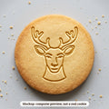 Reindeer Face cookie stamp - cookie mockup, a computer preview, not a real cookie