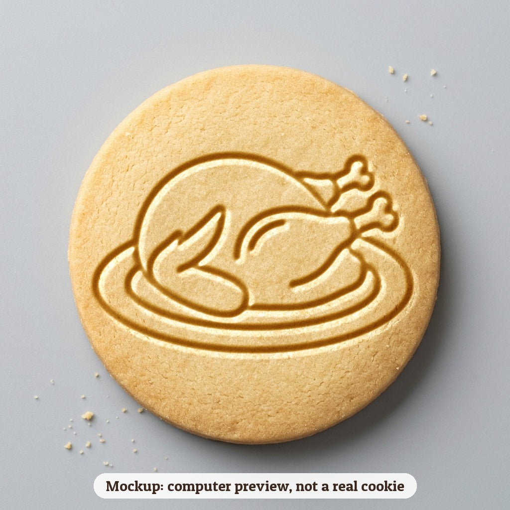 Roast Turkey cookie stamp - cookie mockup, a computer preview, not a real cookie