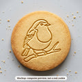 Robin on a Branch cookie stamp - cookie mockup, a computer preview, not a real cookie