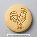 Rooster cookie stamp - cookie mockup, a computer preview, not a real cookie