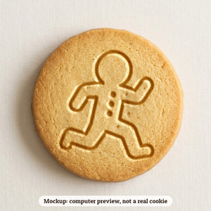 Running Gingerbread Man cookie stamp - cookie mockup, a computer preview, not a real cookie