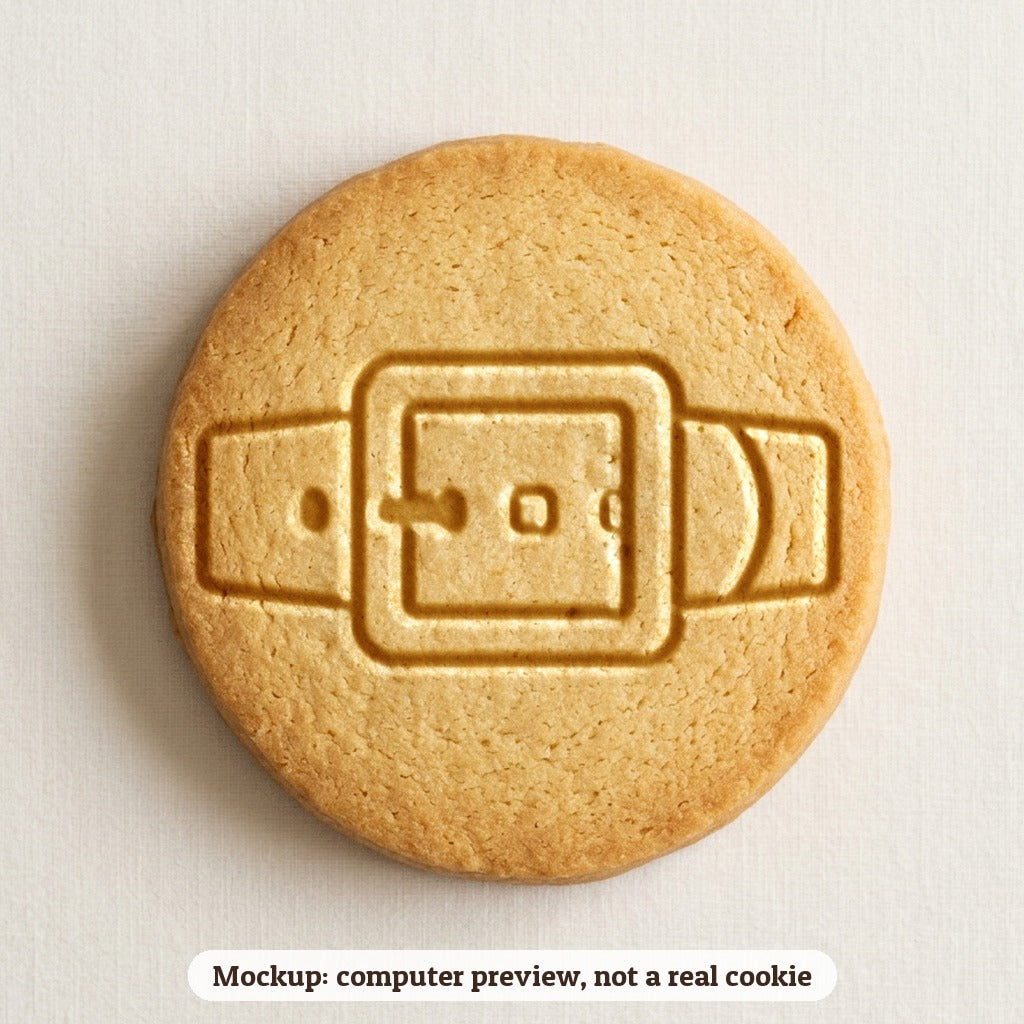 Santa Belt cookie stamp - cookie mockup, a computer preview, not a real cookie