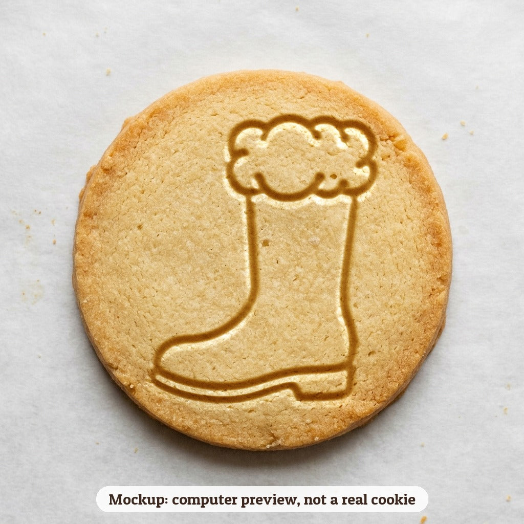 Santa Boot cookie stamp - cookie mockup, a computer preview, not a real cookie