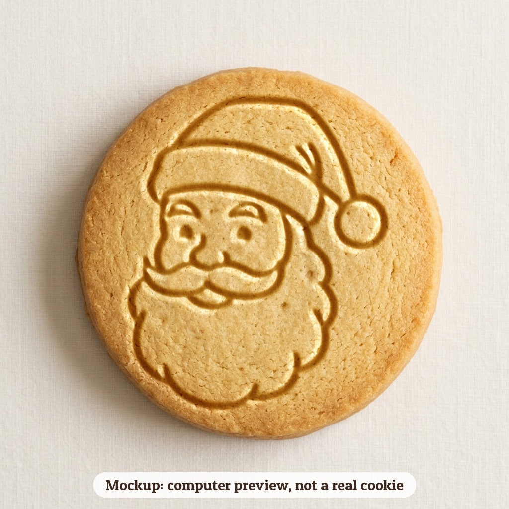 Santa Face cookie stamp - cookie mockup, a computer preview, not a real cookie