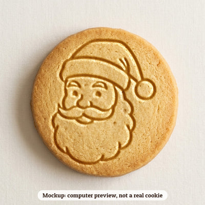 Santa Face cookie stamp - cookie mockup, a computer preview, not a real cookie