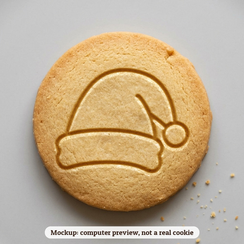 Santa Hat cookie stamp - cookie mockup, a computer preview, not a real cookie
