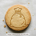 Santa's Toy Sack cookie stamp - cookie mockup, a computer preview, not a real cookie