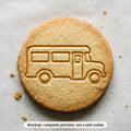 School Bus cookie stamp - cookie mockup, a computer preview, not a real cookie