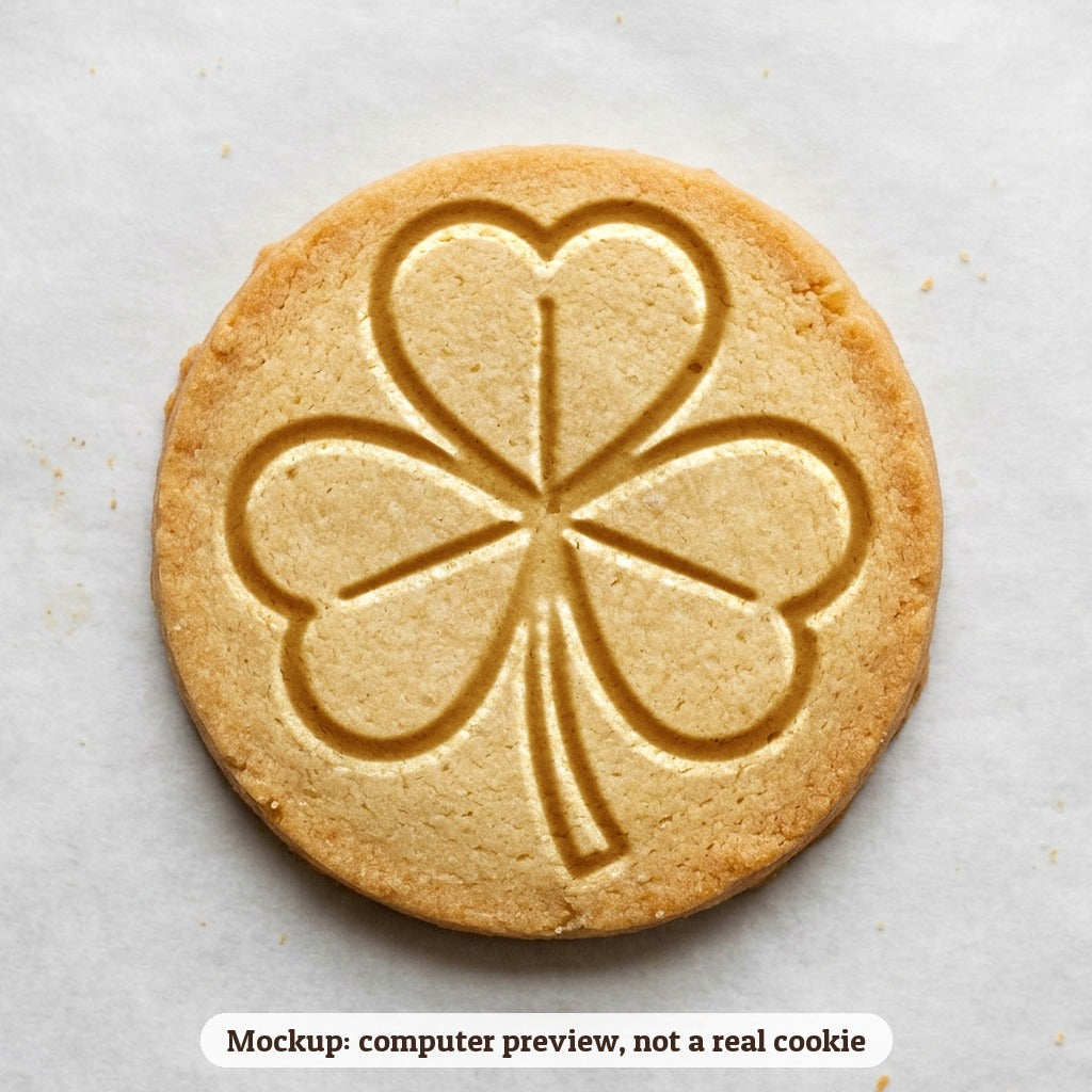 Shamrock cookie stamp - cookie mockup, a computer preview, not a real cookie