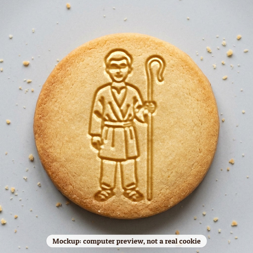 Shepherd and Lamb cookie stamp - cookie mockup, a computer preview, not a real cookie