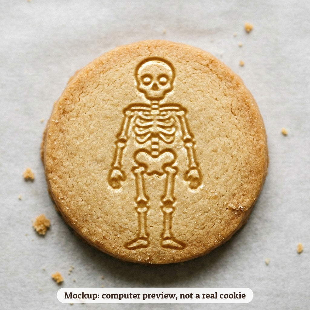 Skeleton cookie stamp - cookie mockup, a computer preview, not a real cookie