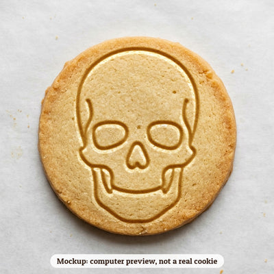 Skull cookie stamp - cookie mockup, a computer preview, not a real cookie