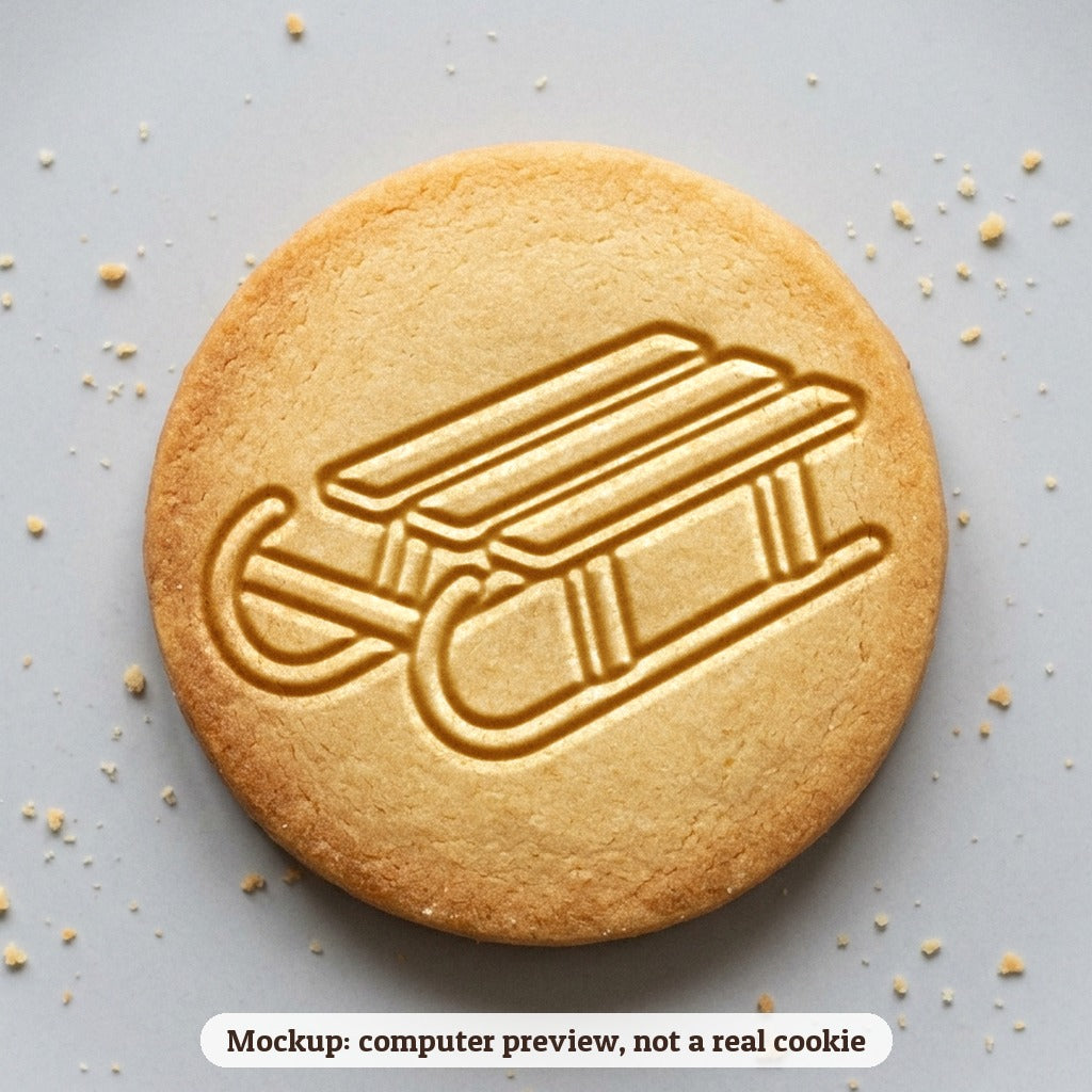 Sled cookie stamp - cookie mockup, a computer preview, not a real cookie