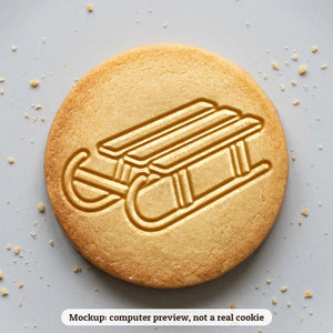 Sled cookie stamp - cookie mockup, a computer preview, not a real cookie