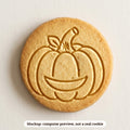 Smiling Pumpkin cookie stamp - cookie mockup, a computer preview, not a real cookie