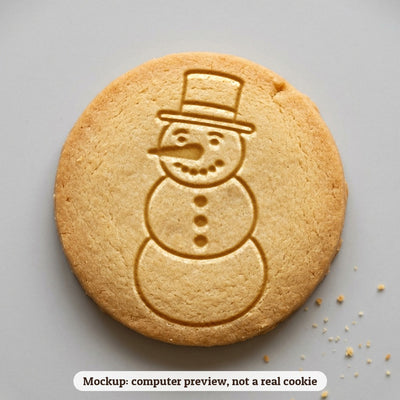 Snowman cookie stamp - cookie mockup, a computer preview, not a real cookie