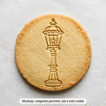 Snowy Street Lamp cookie stamp - cookie mockup, a computer preview, not a real cookie