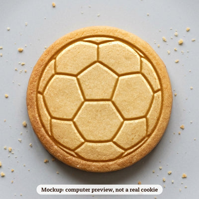 Soccer Ball cookie stamp - cookie mockup, a computer preview, not a real cookie